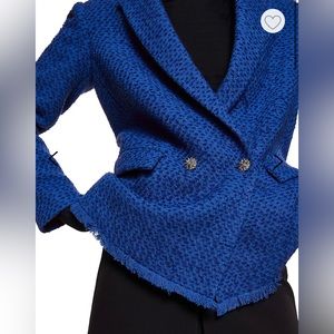 Mango blue blazer w fringe